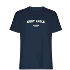 Kurt Angle t-shirt – navy men's t-shirt with white Kurt Angle letters and Players Couture logo on the chest
