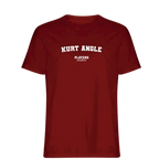 Kurt Angle t-shirt – red men's t-shirt with white Kurt Angle letters and Players Couture logo on the chest