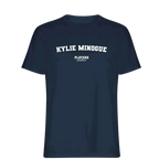 Kylie Minogue t-shirt – navy men's t-shirt with white Kylie Minogue letters and Players Couture logo on the chest