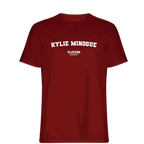 Kylie Minogue t-shirt – red men's t-shirt with white Kylie Minogue letters and Players Couture logo on the chest