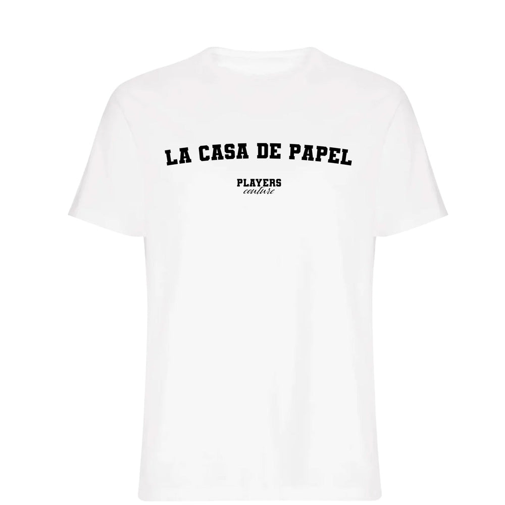 La Casa de Papel men's T-shirt in white with bold name lettering