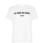 La Casa de Papel men's T-shirt in white with bold name lettering
