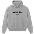 LaMelo Ball hoodie – grey men's hoodie with black LaMelo Ball letters and Players Couture logo on the chest