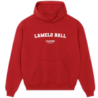 LaMelo Ball hoodie – red men's hoodie with white LaMelo Ball letters and Players Couture logo on the chest