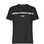 Lauren Spencer Smith t-shirt – black men's t-shirt with white Lauren Spencer Smith letters and Players Couture logo on the