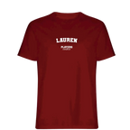 Lauren t-shirt – red men's t-shirt with white Lauren letters and Players Couture logo on the chest