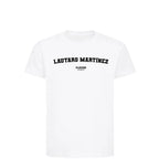 Lautaro Martínez t-shirt – white kids' t-shirt with black Lautaro Martínez letters and Players Couture logo on the chest