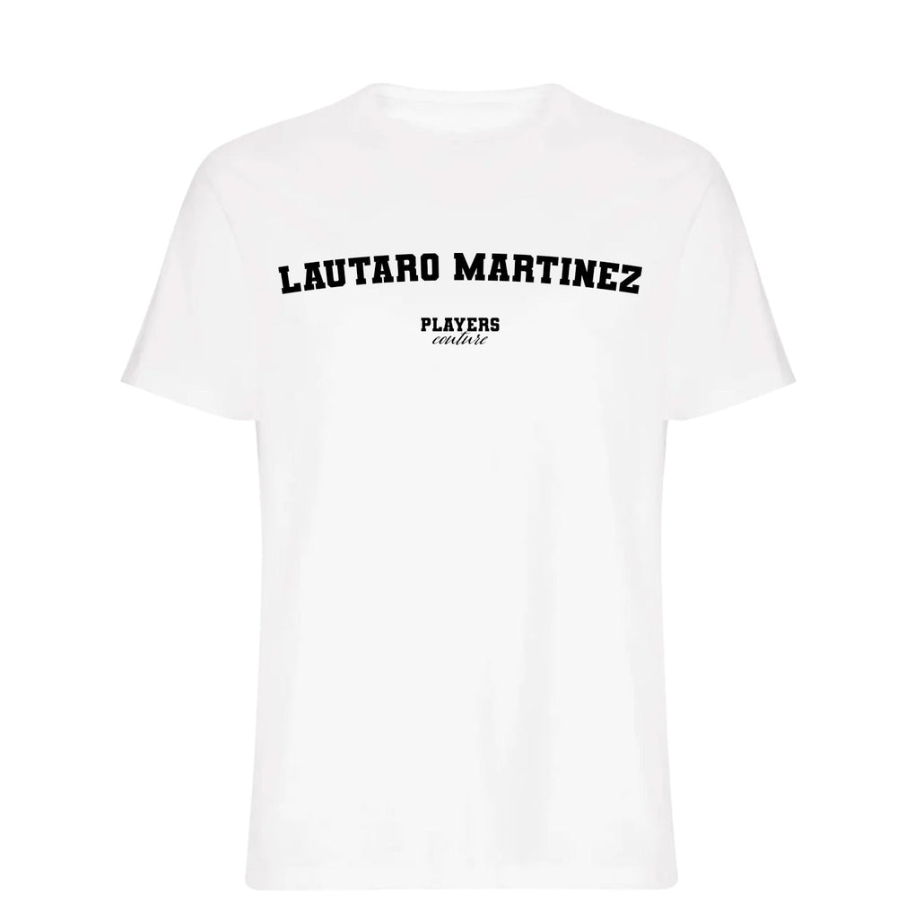 Lautaro Martínez men's T-shirt in white with bold name lettering