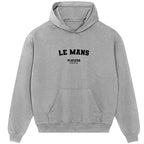 Le Mans men's hoodie in grey with bold name lettering