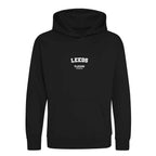 Leeds hoodie – black kids' hoodie with white Leeds letters and Players Couture logo on the chest