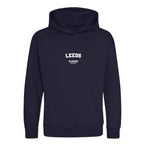 Leeds hoodie – navy kids' hoodie with white Leeds letters and Players Couture logo on the chest