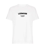 Lehmann men's T-shirt in white with bold name lettering