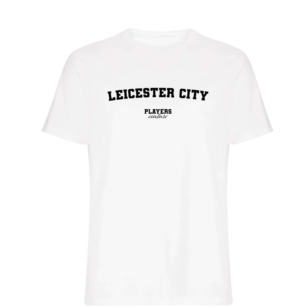 Leicester City men's T-shirt in white with bold name lettering