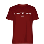 Leicester Tigers t-shirt – red men's t-shirt with white Leicester Tigers letters and Players Couture logo on the chest