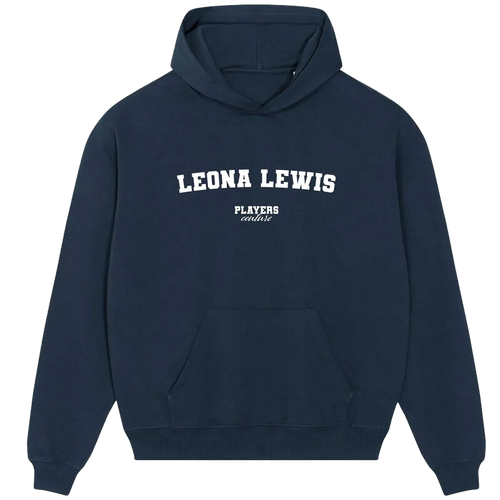 Leona Lewis hoodie – navy men's hoodie with white Leona Lewis letters and Players Couture logo on the chest