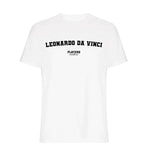 Leonardo Da Vinci t-shirt – white men's t-shirt with black Leonardo Da Vinci letters and Players Couture logo on the chest