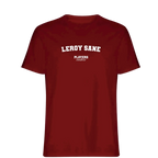 Leroy Sane t-shirt – red men's t-shirt with white Leroy Sane letters and Players Couture logo on the chest