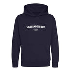 Robert Lewandowski hoodie – navy kids' hoodie with white Robert Lewandowski letters and Players Couture logo on the chest