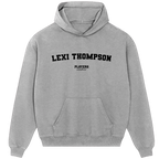 Lexi Thompson hoodie – grey men's hoodie with black Lexi Thompson letters and Players Couture logo on the chest