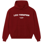 Lexi Thompson hoodie – red men's hoodie with white Lexi Thompson letters and Players Couture logo on the chest