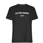 Leyton Orient t-shirt – black men's t-shirt with white Leyton Orient letters and Players Couture logo on the chest