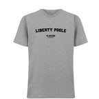 Liberty Poole men's T-shirt in grey with bold name lettering
