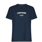 Lightning t-shirt – navy men's t-shirt with white Lightning letters and Players Couture logo on the chest