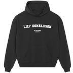Lily Donaldson hoodie – black men's hoodie with white Lily Donaldson letters and Players Couture logo on the chest