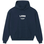 Lions hoodie – navy men's hoodie with white Lions letters and Players Couture logo on the chest