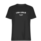 Lisa Leslie t-shirt – black men's t-shirt with white Lisa Leslie letters and Players Couture logo on the chest