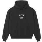 Lita hoodie – black men's hoodie with white Lita letters and Players Couture logo on the chest