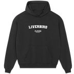 Liverbird hoodie – black men's hoodie with white Liverbird letters and Players Couture logo on the chest