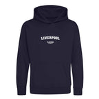 Liverpool hoodie – navy kids' hoodie with white Liverpool letters and Players Couture logo on the chest