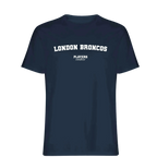 London Broncos t-shirt – navy men's t-shirt with white London Broncos letters and Players Couture logo on the chest