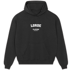 Lorde hoodie – black men's hoodie with white Lorde letters and Players Couture logo on the chest