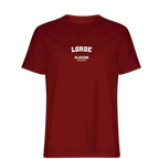 Lorde t-shirt – red men's t-shirt with white Lorde letters and Players Couture logo on the chest