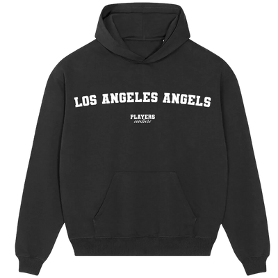 Los Angeles Angels hoodie – black men's hoodie with white Los Angeles Angels letters and Players Couture logo on the chest