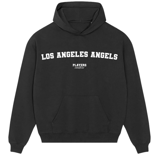 Los Angeles Angels hoodie – black men's hoodie with white Los Angeles Angels letters and Players Couture logo on the chest