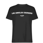 Los Angeles Chargers t-shirt – black men's t-shirt with white Los Angeles Chargers letters and Players Couture logo on the