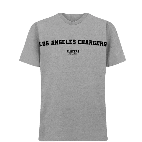 Los Angeles Chargers t-shirt – grey men's t-shirt with black Los Angeles Chargers letters and Players Couture logo on the