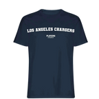 Los Angeles Chargers t-shirt – navy men's t-shirt with white Los Angeles Chargers letters and Players Couture logo on the