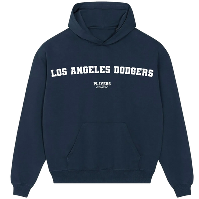Los Angeles Dodgers hoodie – navy men's hoodie with white Los Angeles Dodgers letters and Players Couture logo on the chest