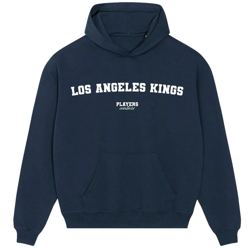 Los Angeles Kings hoodie – navy men's hoodie with white Los Angeles Kings letters and Players Couture logo on the chest