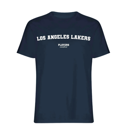 Los Angeles Lakers t-shirt – navy men's t-shirt with white Los Angeles Lakers letters and Players Couture logo on the chest