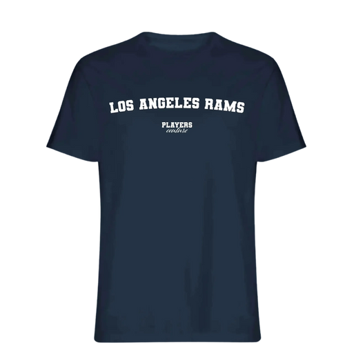 Los Angeles Rams t-shirt – navy men's t-shirt with white Los Angeles Rams letters and Players Couture logo on the chest