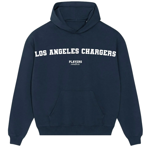 Los Angeles Chargers hoodie – navy men's hoodie with white Los Angeles Chargers letters and Players Couture logo on the chest