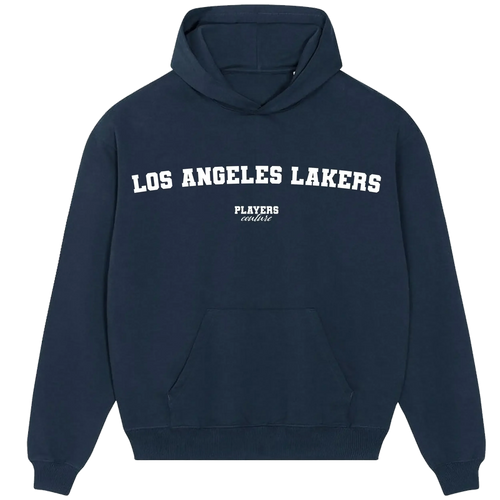 Los Angeles Lakers hoodie – navy men's hoodie with white Los Angeles Lakers letters and Players Couture logo on the chest