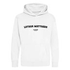 Lothar Matthäus hoodie – white kids' hoodie with black Lothar Matthäus letters and Players Couture logo on the chest