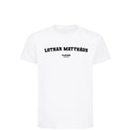 Lothar Matthaus t-shirt – white kids' t-shirt with black Lothar Matthaus letters and Players Couture logo on the chest
