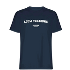 Loum Tchaouna t-shirt – navy men's t-shirt with white Loum Tchaouna letters and Players Couture logo on the chest